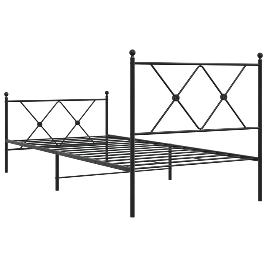 Cadre de lit métal sans matelas avec pied de lit noir 90x200 cm - 6