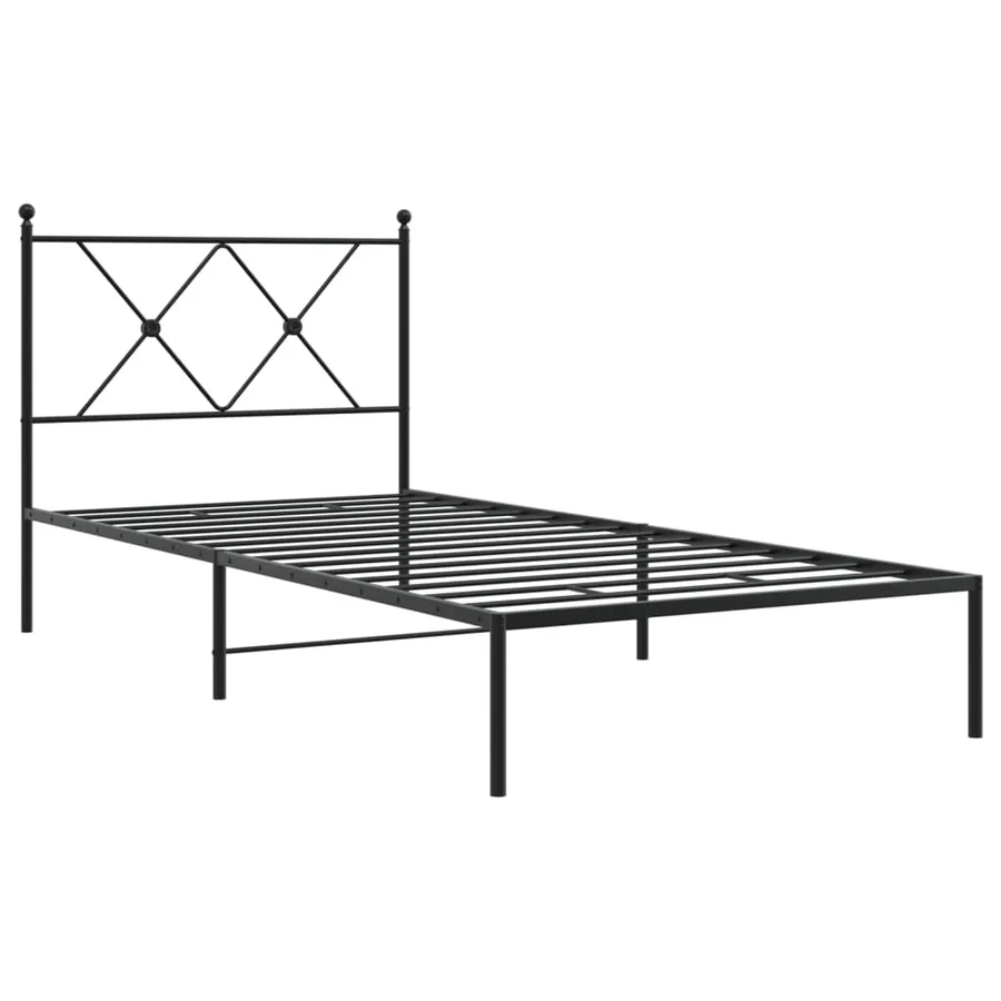 Cadre de lit métal sans matelas avec tête de lit noir 90x190 cm - 3