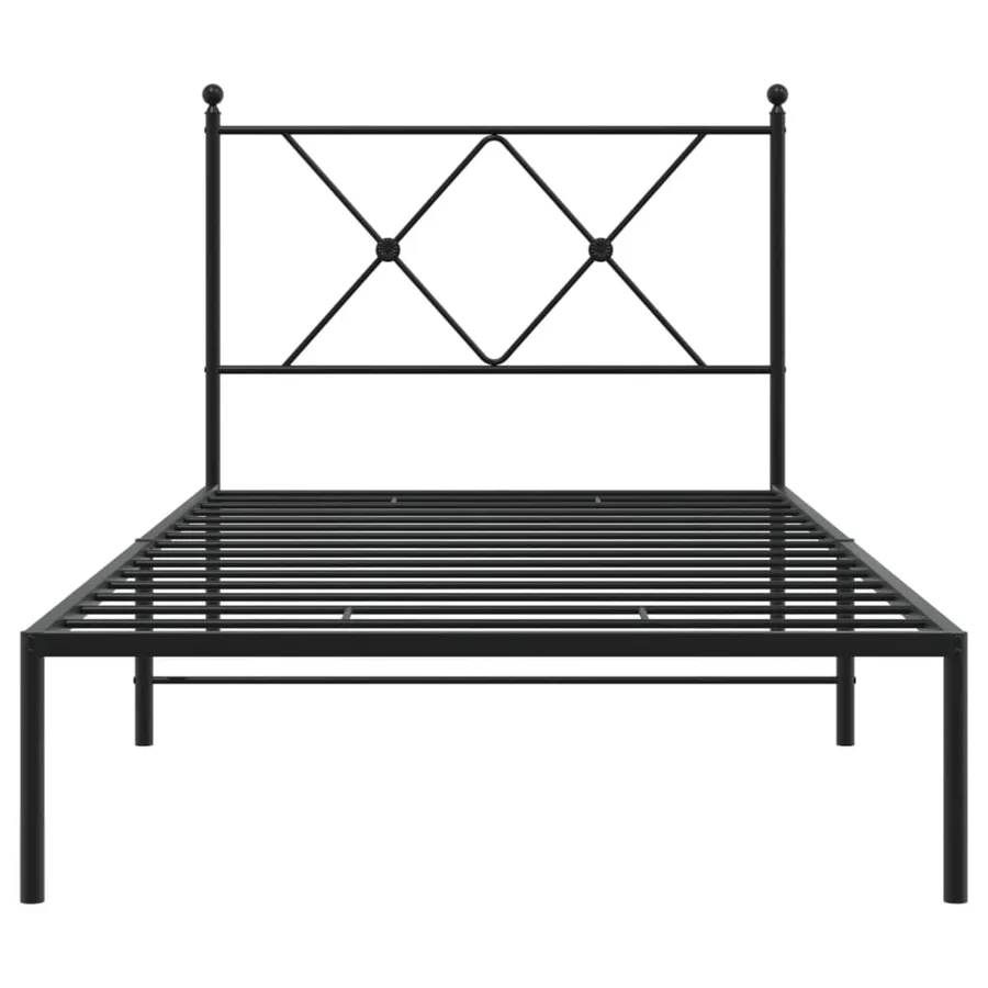 Cadre de lit métal sans matelas avec tête de lit noir 90x190 cm - 4