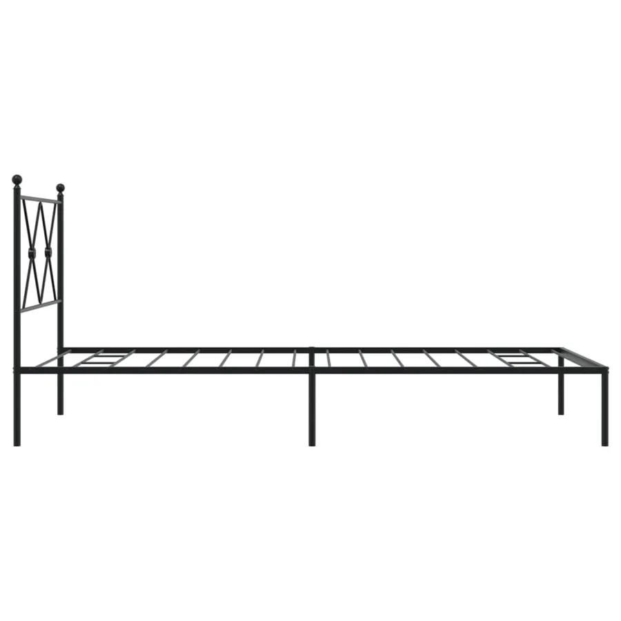 Cadre de lit métal sans matelas avec tête de lit noir 90x190 cm - 5