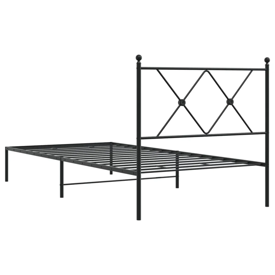 Cadre de lit métal sans matelas avec tête de lit noir 90x190 cm - 6