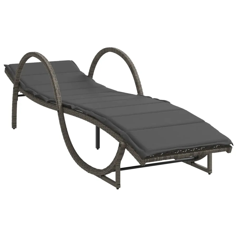 Chaises longues lot de 2 avec table gris résine tressée - 4