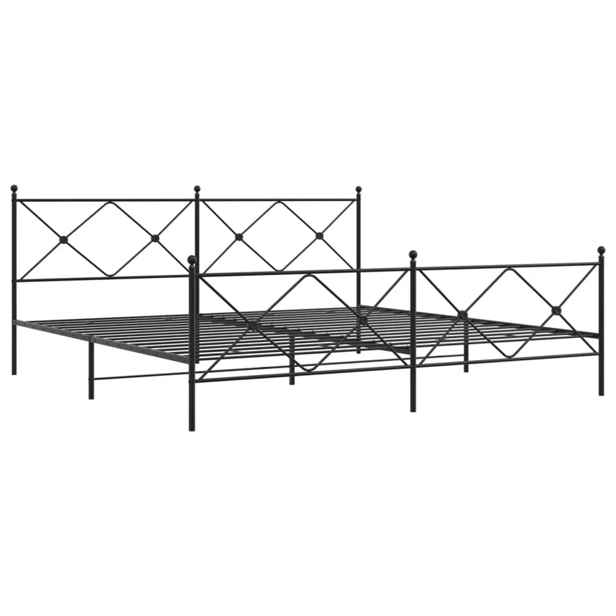 Cadre de lit métal sans matelas avec pied de lit noir 193x203cm - 3