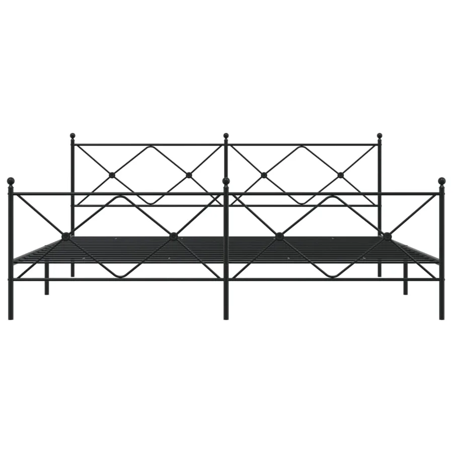 Cadre de lit métal sans matelas avec pied de lit noir 193x203cm - 4