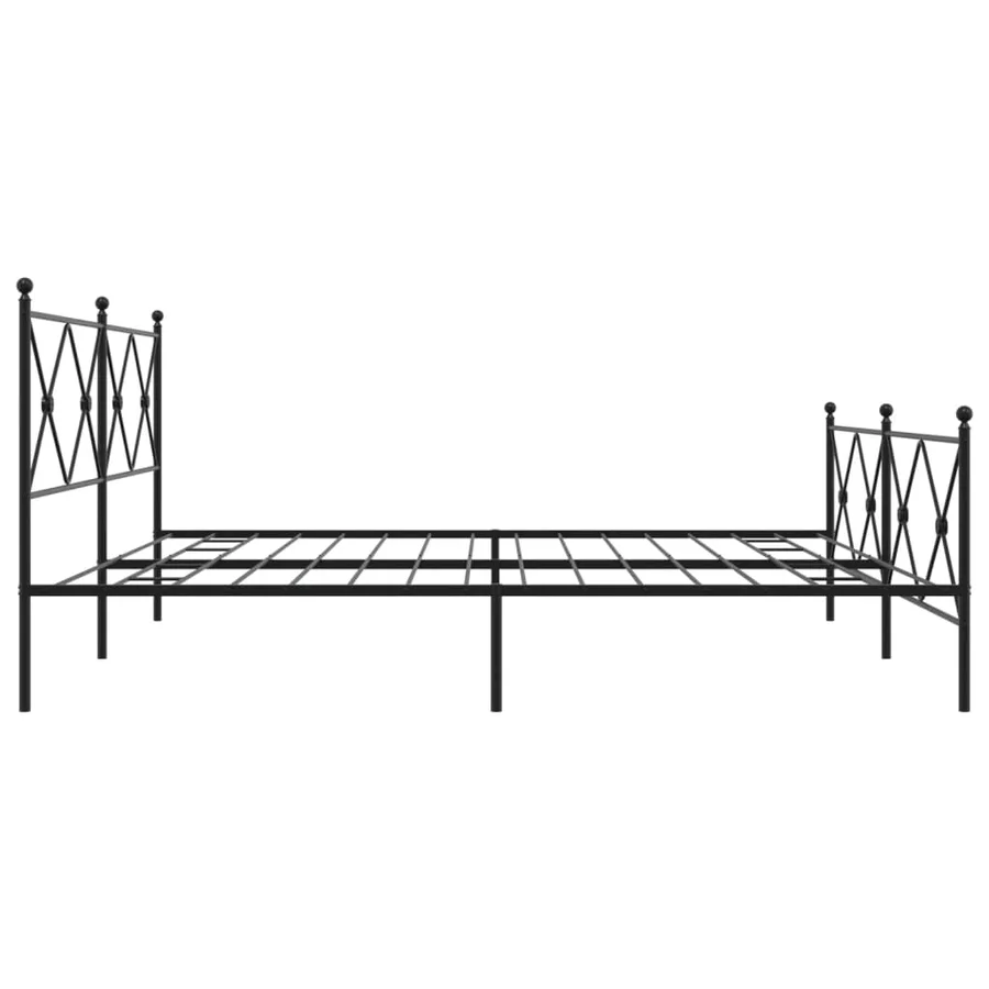 Cadre de lit métal sans matelas avec pied de lit noir 193x203cm - 5