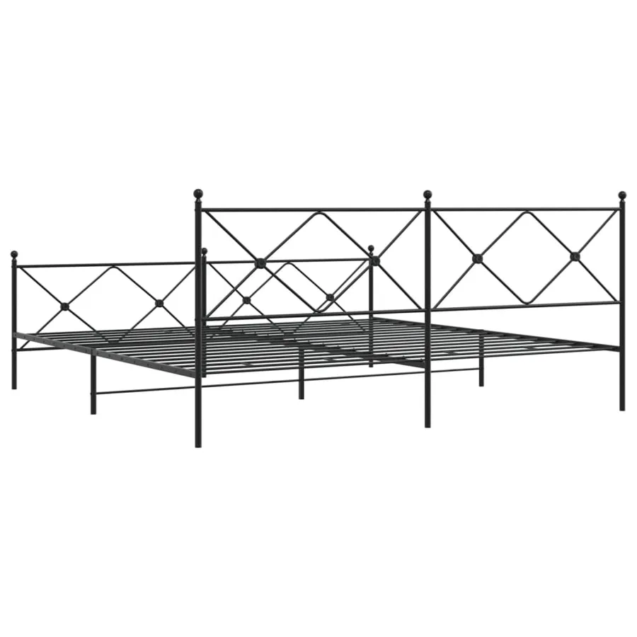 Cadre de lit métal sans matelas avec pied de lit noir 193x203cm - 6