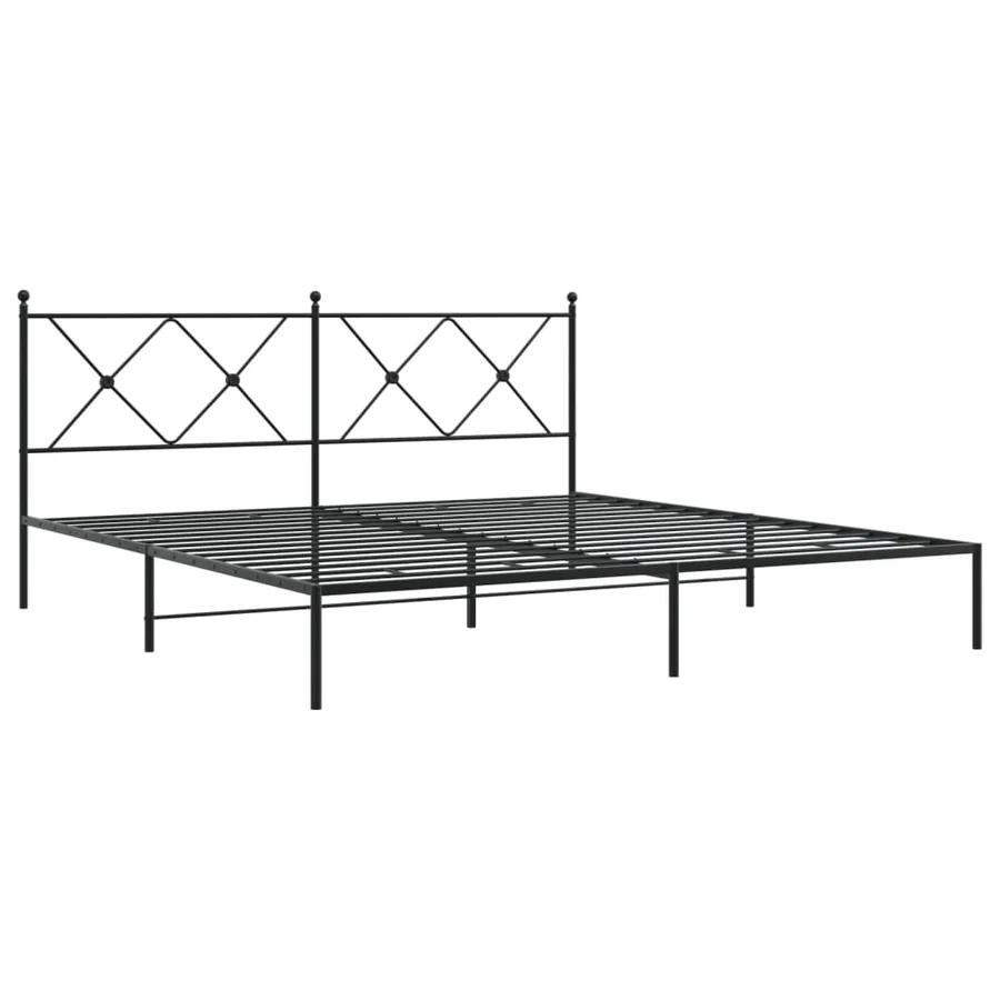 Cadre de lit métal sans matelas avec tête de lit noir 183x213cm - 3