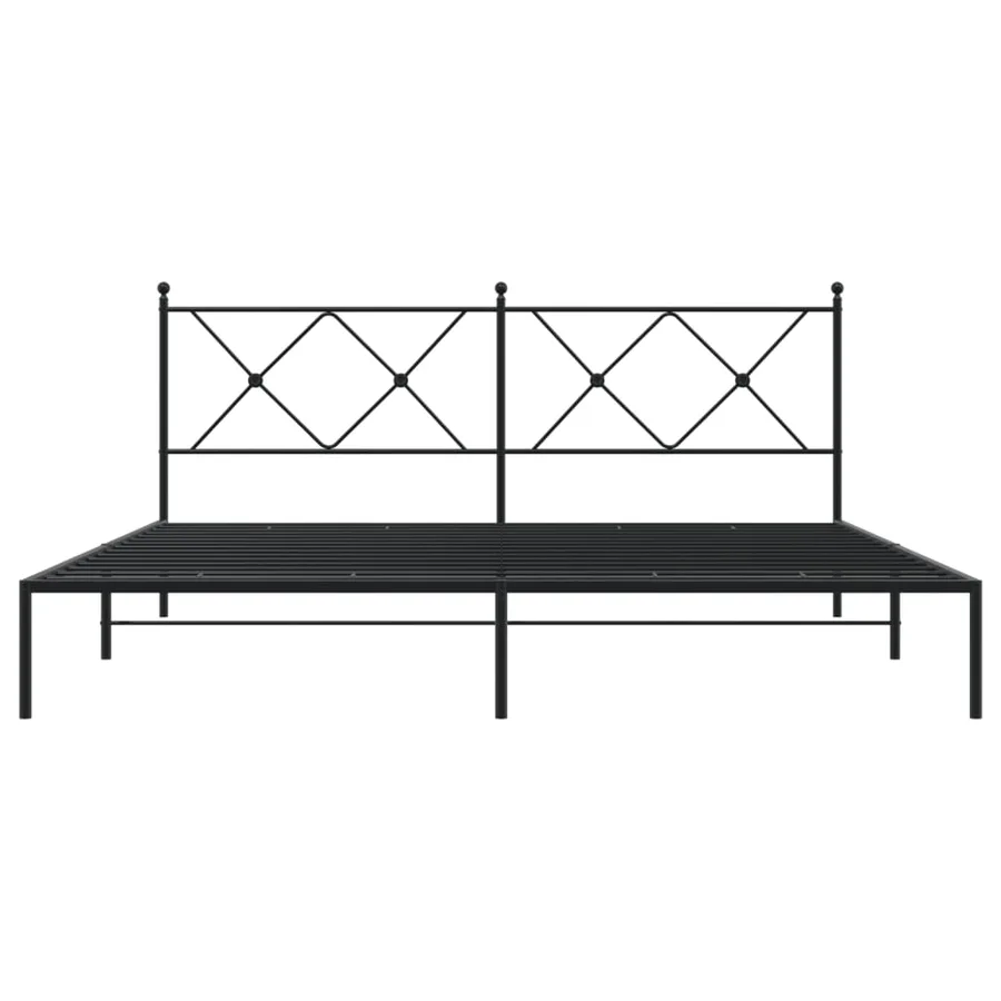 Cadre de lit métal sans matelas avec tête de lit noir 183x213cm - 4