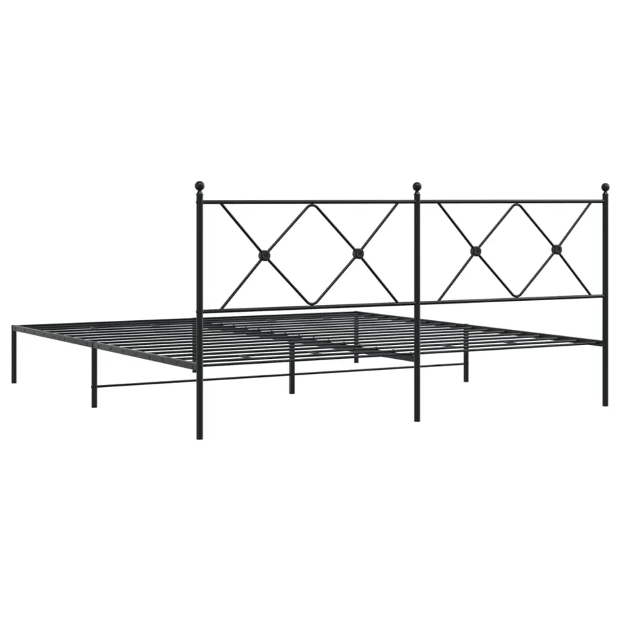 Cadre de lit métal sans matelas avec tête de lit noir 183x213cm - 6