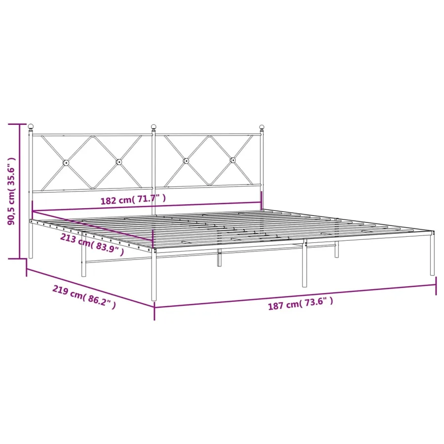Cadre de lit métal sans matelas avec tête de lit noir 183x213cm - 8