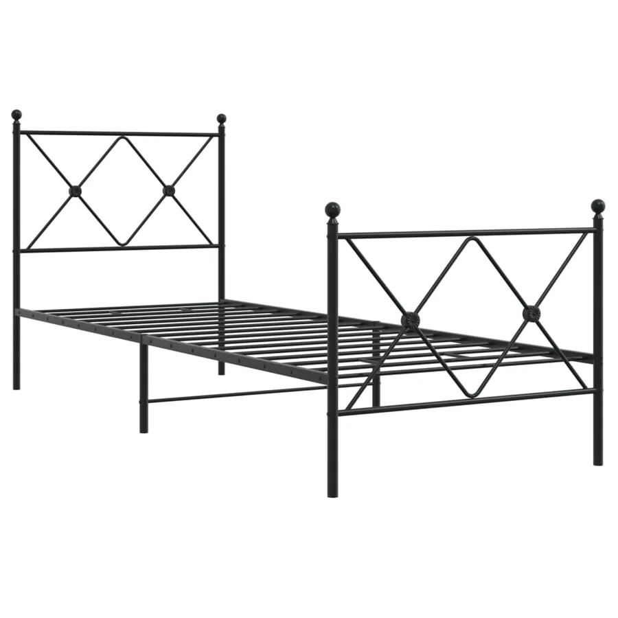 Cadre de lit métal sans matelas avec pied de lit noir 80x200 cm - 3