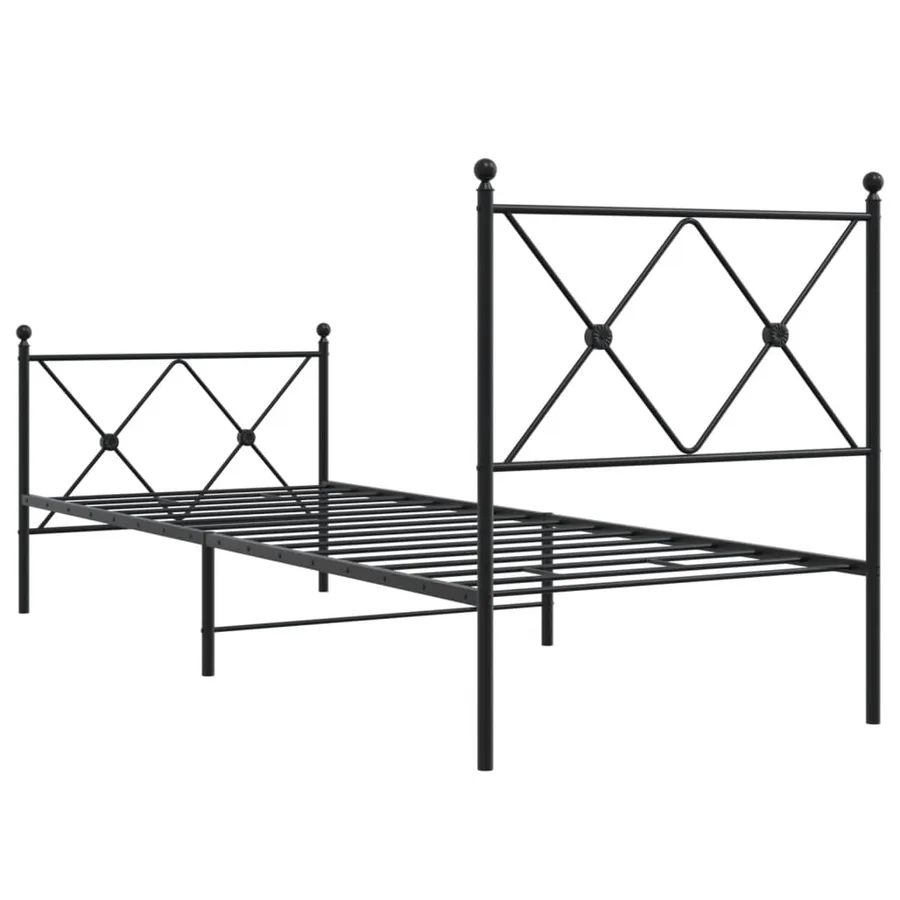 Cadre de lit métal sans matelas avec pied de lit noir 80x200 cm - 6