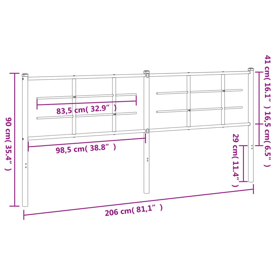 Tête de lit de remplacement métal noir 200 cm - 6