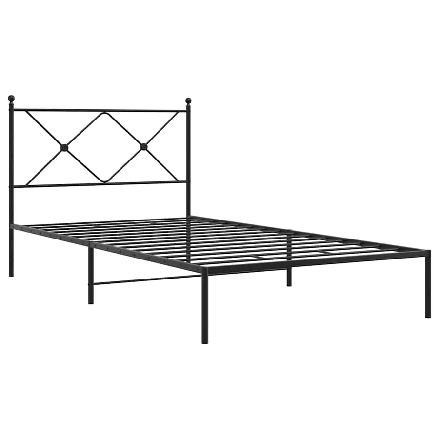 Cadre de lit métal sans matelas avec tête de lit noir 100x190cm - 3