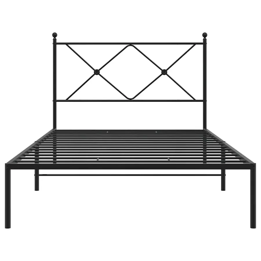 Cadre de lit métal sans matelas avec tête de lit noir 100x190cm - 4