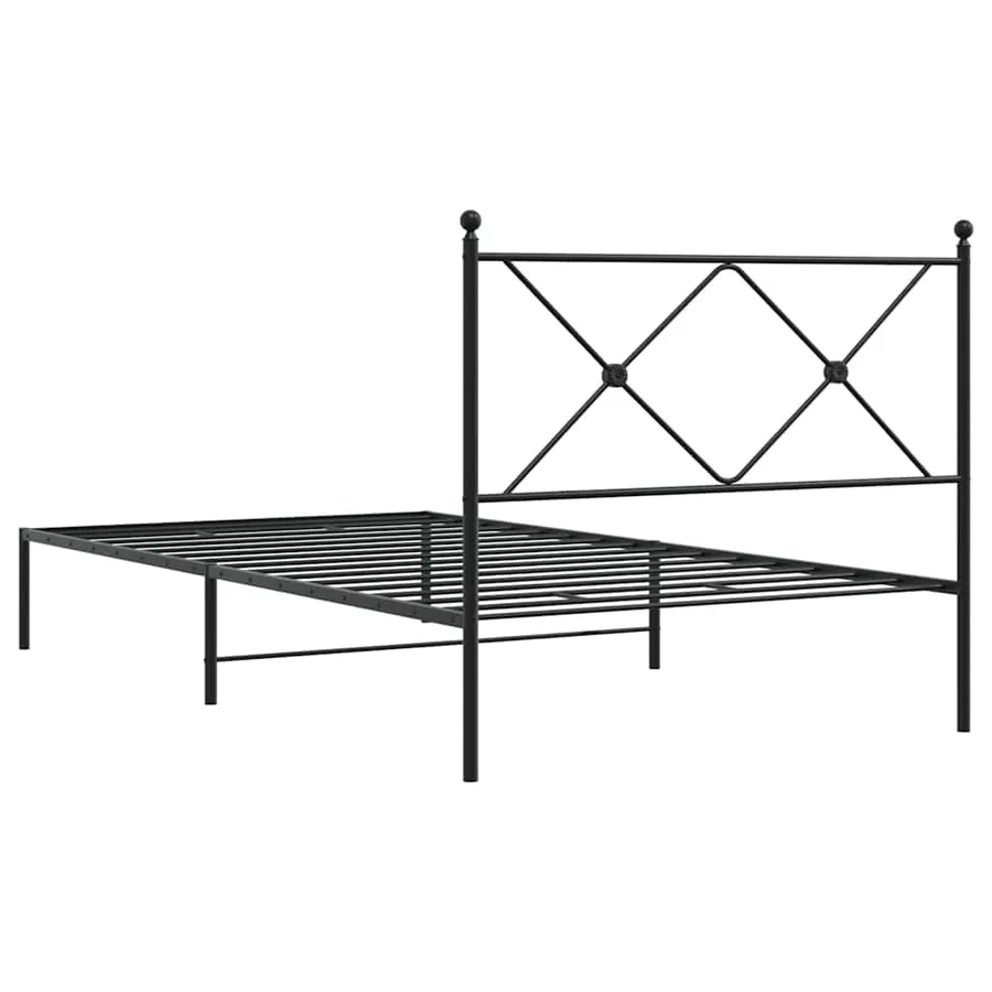 Cadre de lit métal sans matelas avec tête de lit noir 100x190cm - 6