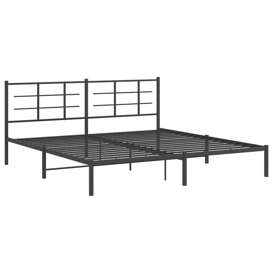 Cadre de lit métal sans matelas avec tête de lit noir 193x203cm - 3