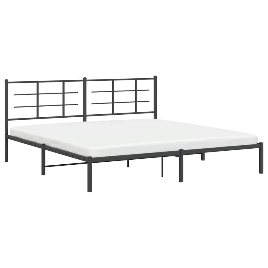 Cadre de lit métal sans matelas avec tête de lit noir 193x203cm - 4