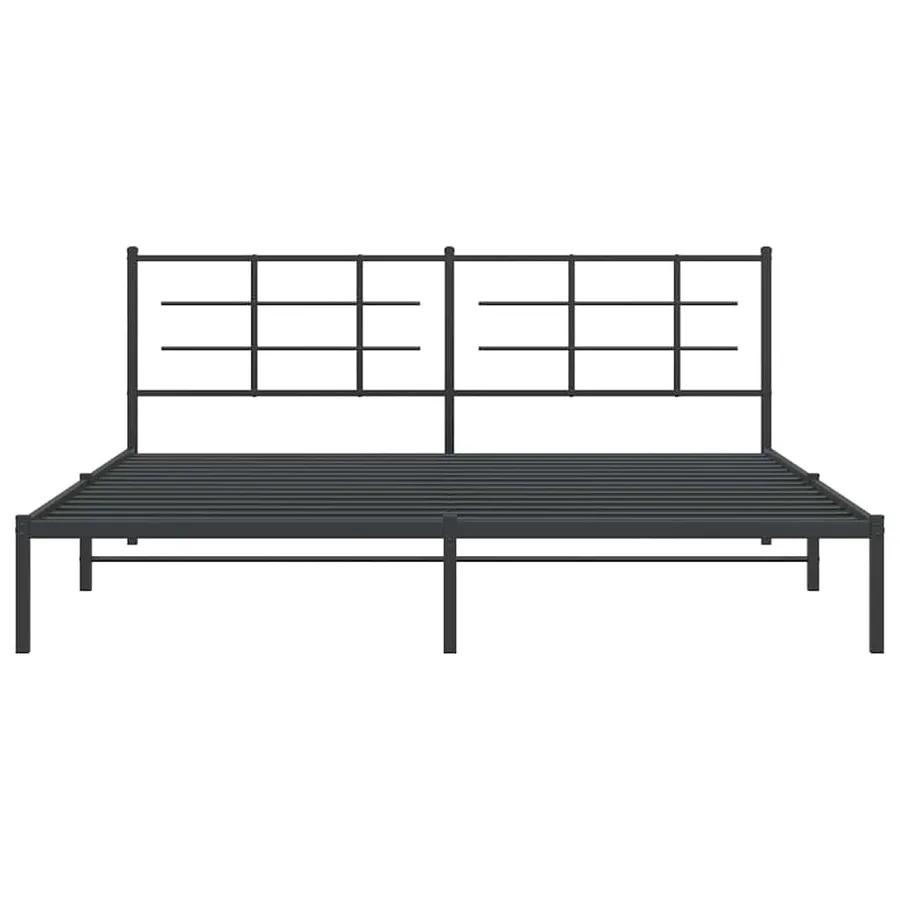 Cadre de lit métal sans matelas avec tête de lit noir 193x203cm - 5