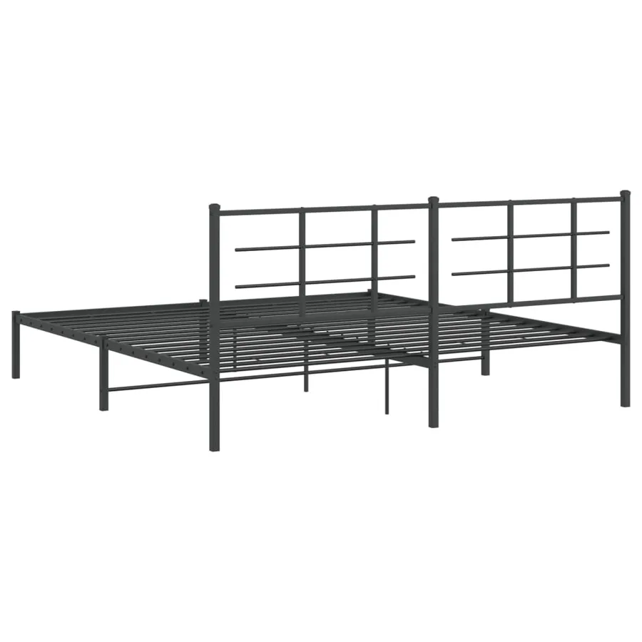 Cadre de lit métal sans matelas avec tête de lit noir 193x203cm - 7