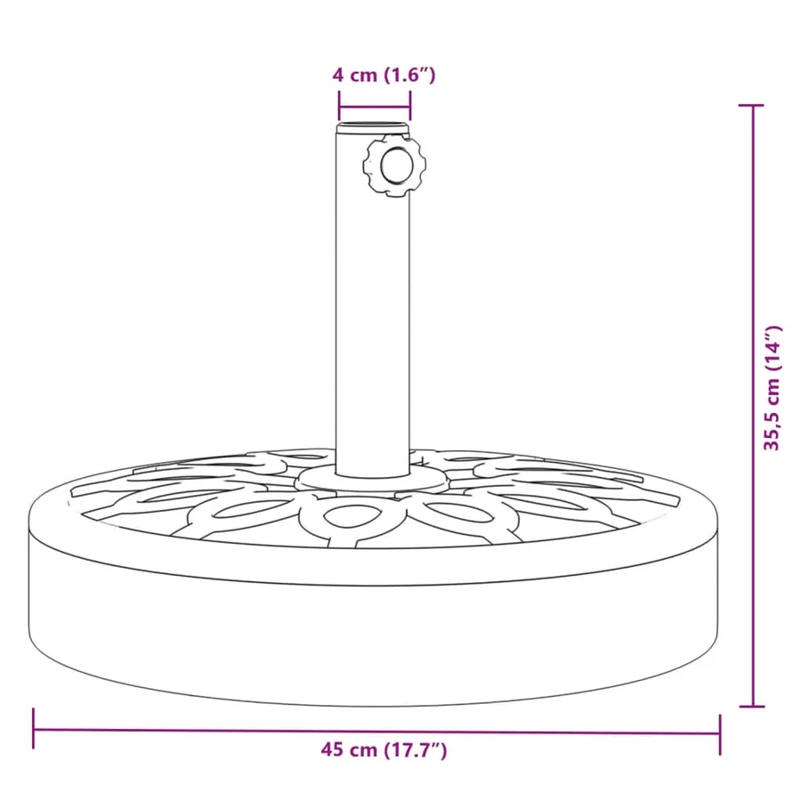 Base de parasol pour mâts Ø38 / 48 mm 25 kg rond - 8