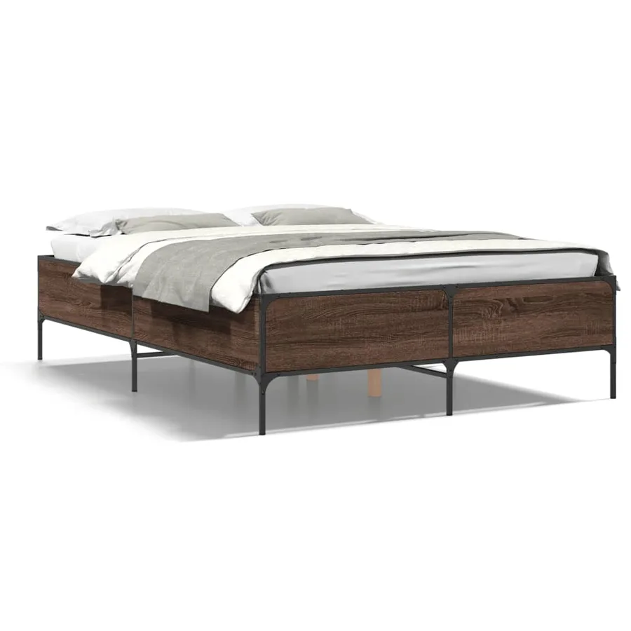 Cadre de lit sans matelas chêne marron 150x200 cm - 2