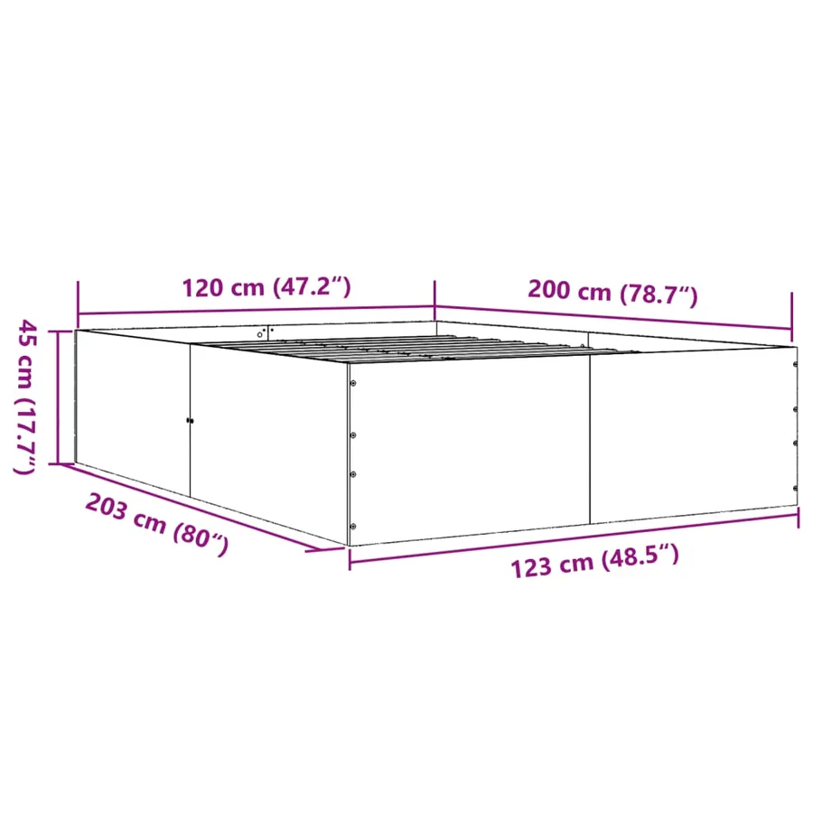 Cadre de lit sans matelas noir 120x200 cm - 10