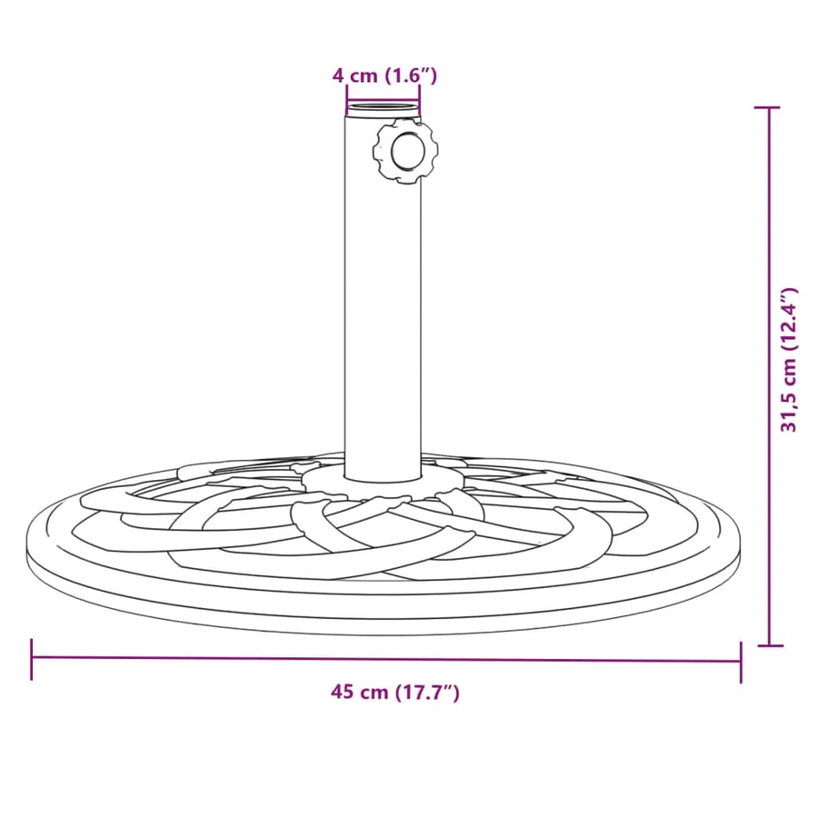 Base de parasol pour mâts Ø38 / 48 mm 12 kg rond - 8