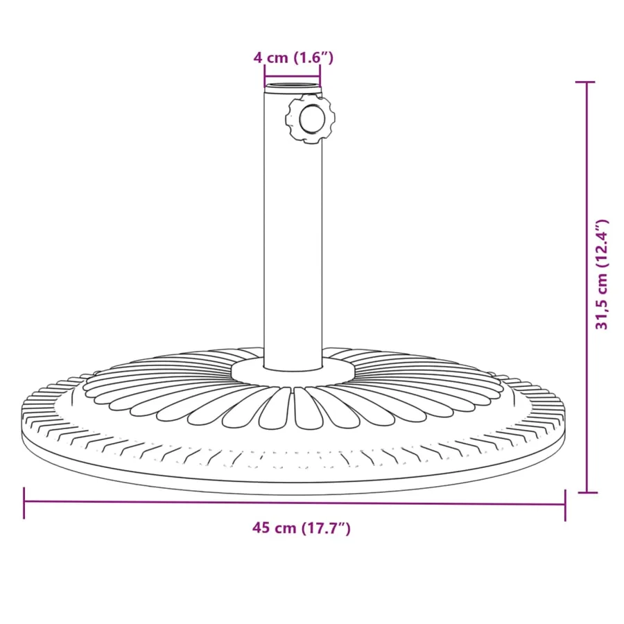 Base de parasol pour mâts Ø38 / 48 mm 12 kg rond - 8
