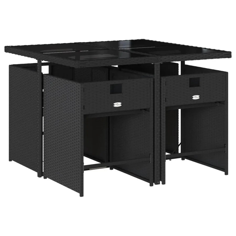 Ensemble à manger de jardin coussins 5pcs Noir Résine tressée - 3