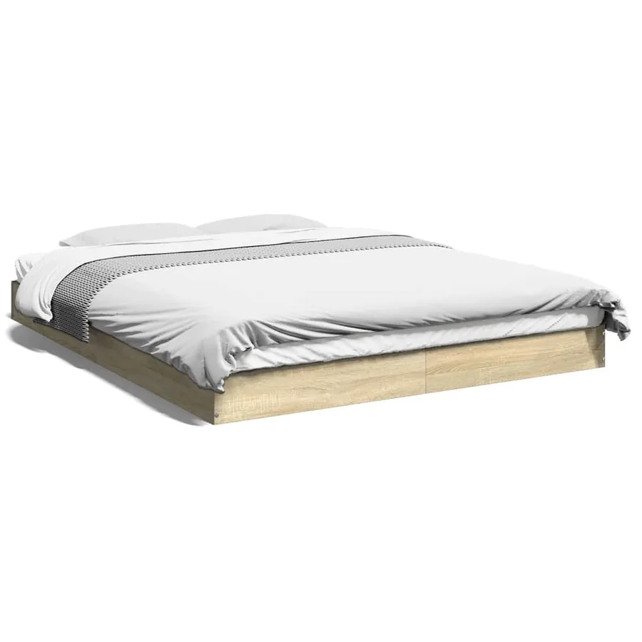 Cadre de lit sans matelas chêne sonoma 160x200 cm - 2