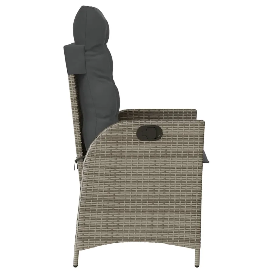 Ensemble de bistro 3 pcs avec coussins gris résine tressée - 6