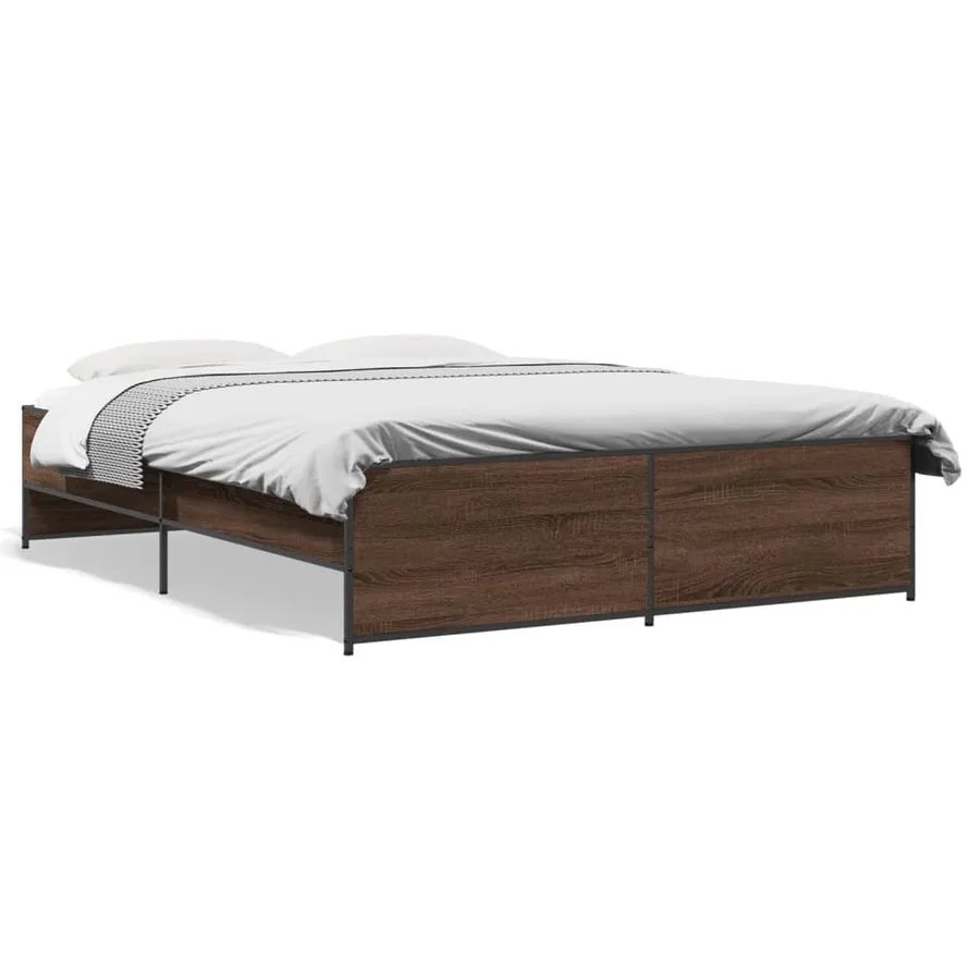 Cadre de lit sans matelas chêne marron 150x200 cm - 2
