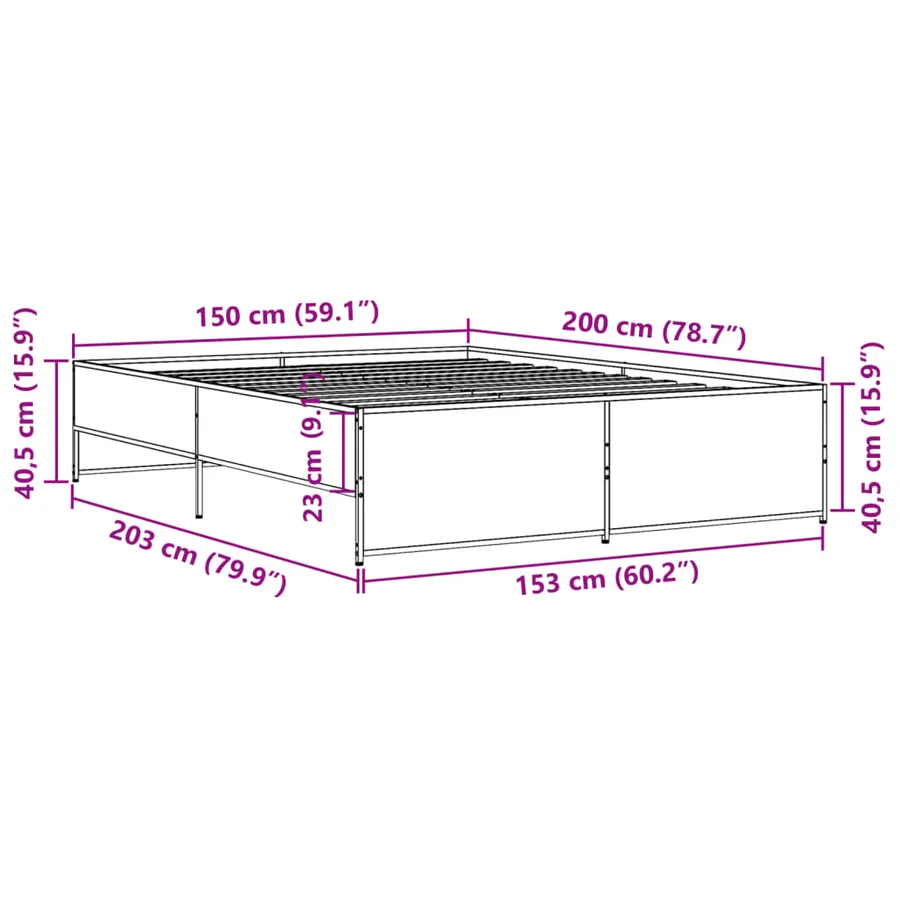 Cadre de lit sans matelas chêne marron 150x200 cm - 9