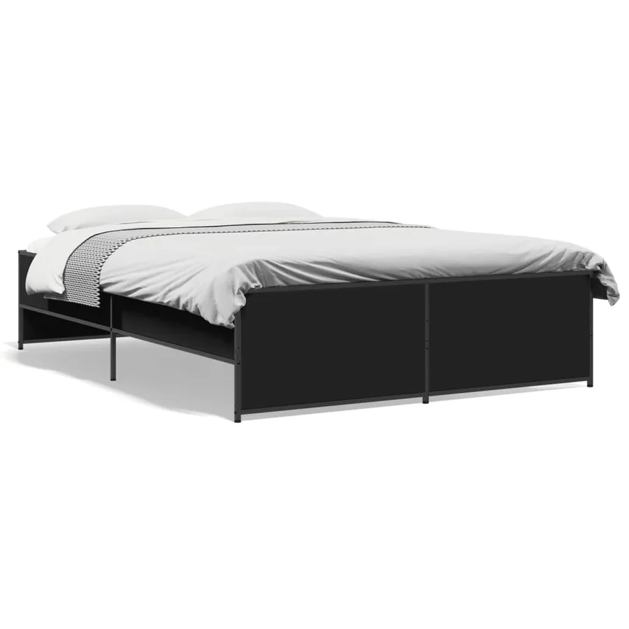 Cadre de lit sans matelas noir 120x200 cm - 2