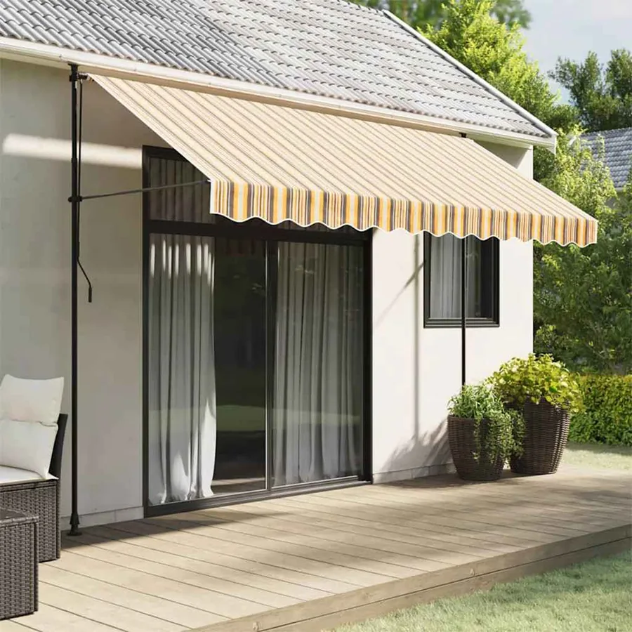 Tissu de remplacement pour auvent orange et noir 3,5x2,5 m polyester