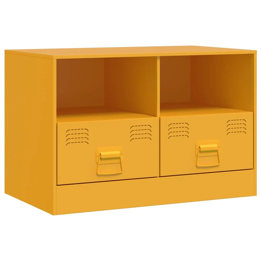 Meuble TV jaune moutarde 67x39x44 cm acier - 2