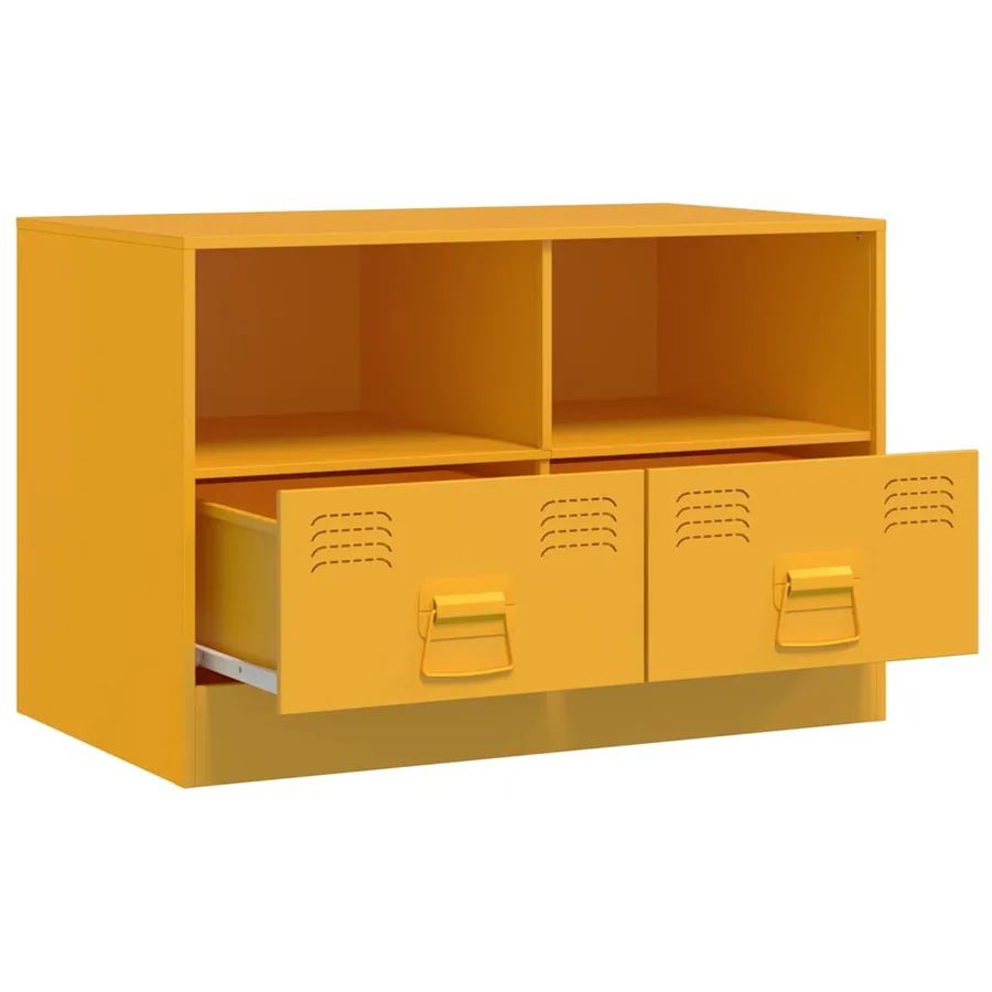 Meuble TV jaune moutarde 67x39x44 cm acier - 7