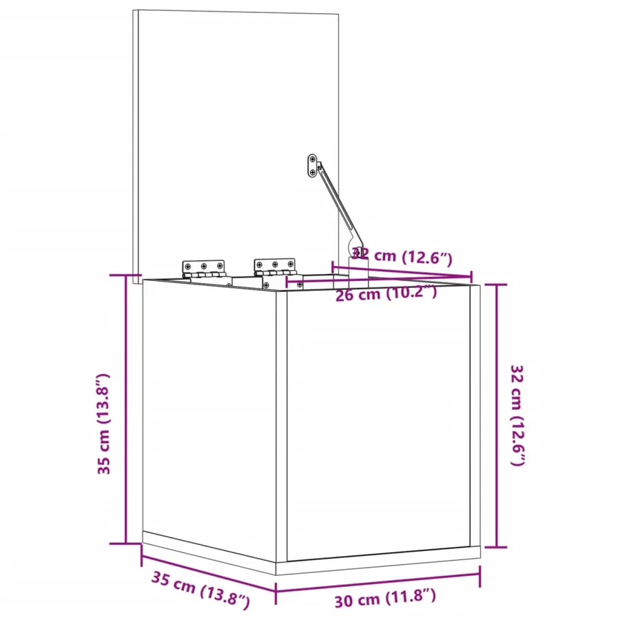 Boîte de rangement chêne fumé 30x35x35 cm bois d'ingénierie - 11