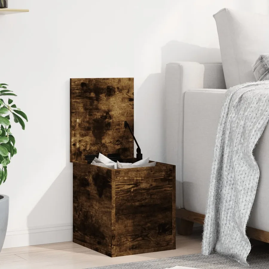 Boîte de rangement chêne fumé 30x35x35 cm bois d'ingénierie - 3