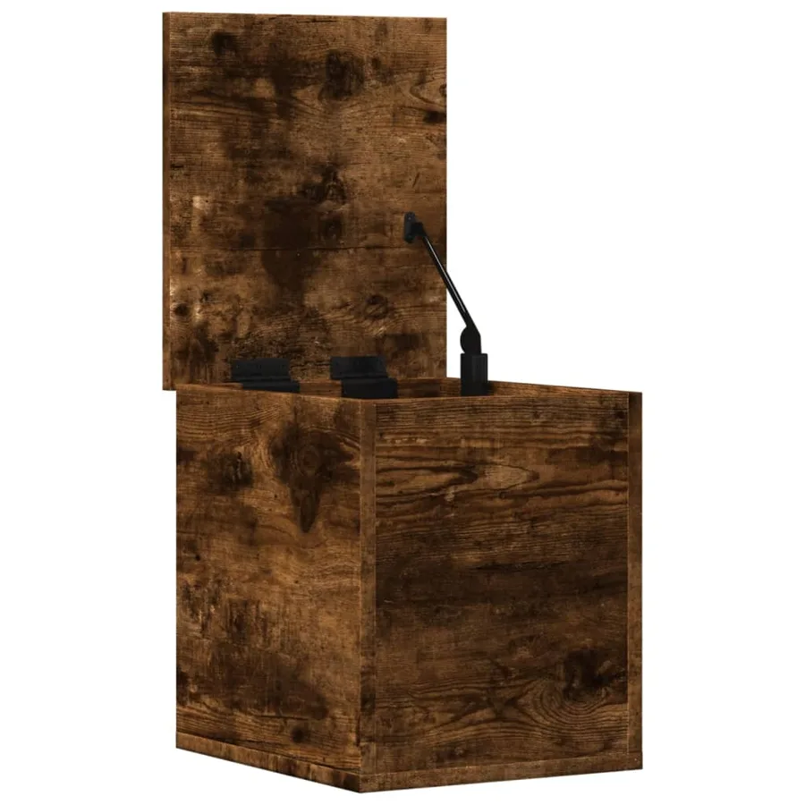 Boîte de rangement chêne fumé 30x35x35 cm bois d'ingénierie - 7