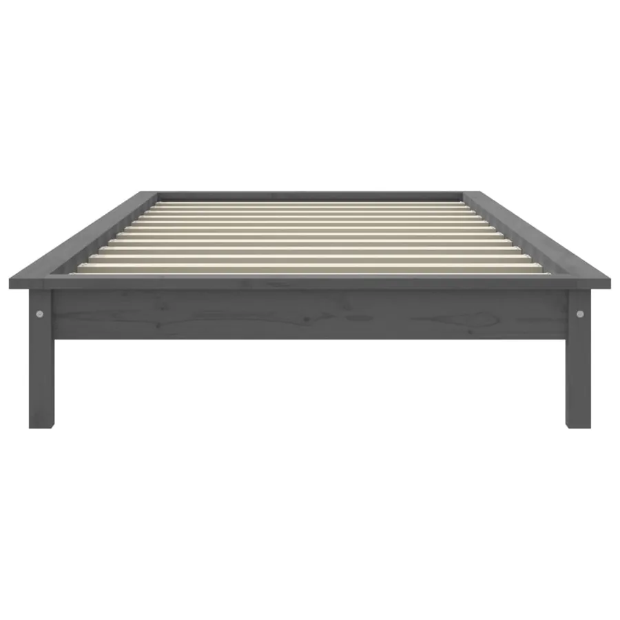 Cadre de lit sans matelas gris 100x200 cm bois massif - 5