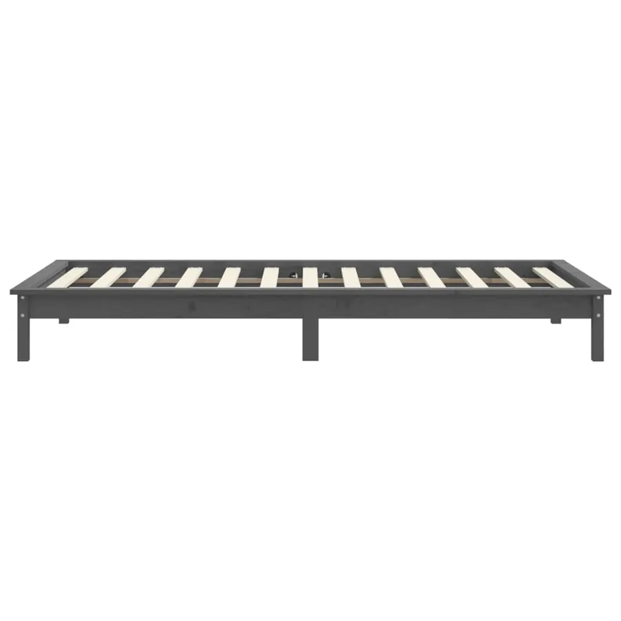 Cadre de lit sans matelas gris 100x200 cm bois massif - 6