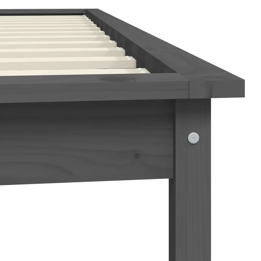Cadre de lit sans matelas gris 100x200 cm bois massif - 7