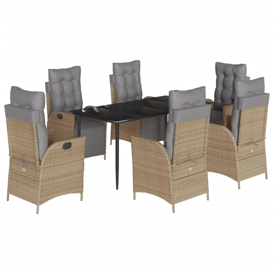 Ensemble à manger de jardin coussins 7 pcs mélange beige rotin - 2