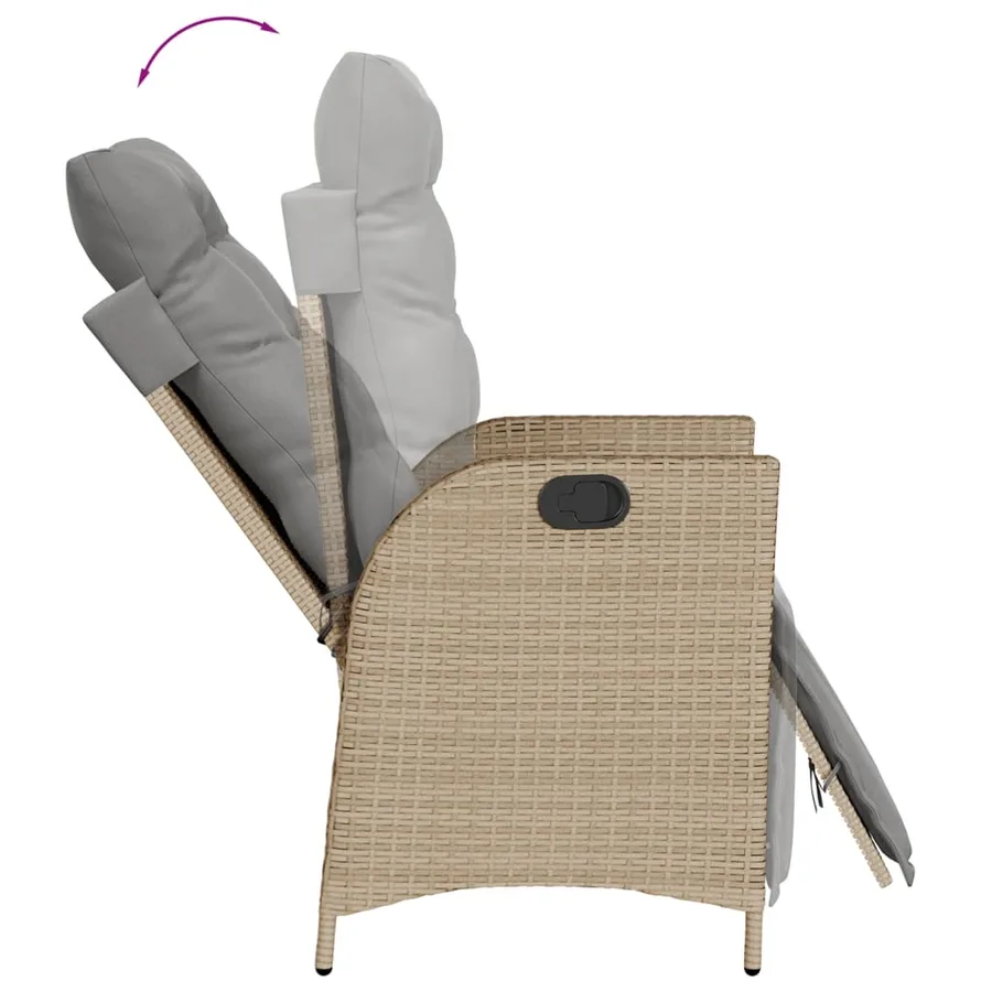 Ensemble à manger de jardin et coussins 7 pcs beige poly rotin - 7