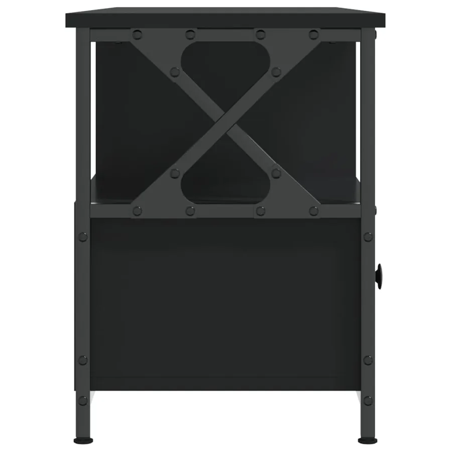 Meuble TV noir 102x33x45 cm bois d'ingénierie et fer - 6