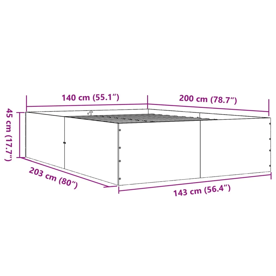 Cadre de lit sans matelas chêne sonoma 140x200 cm - 10