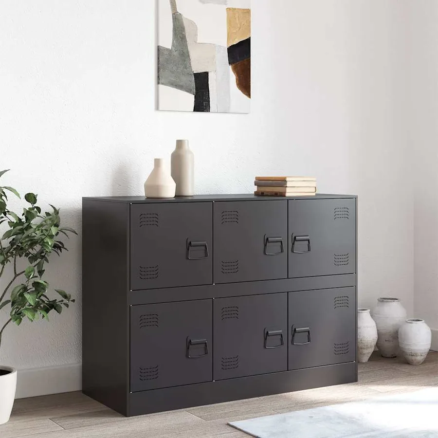 Buffet noir 99x39x73 cm acier - 3