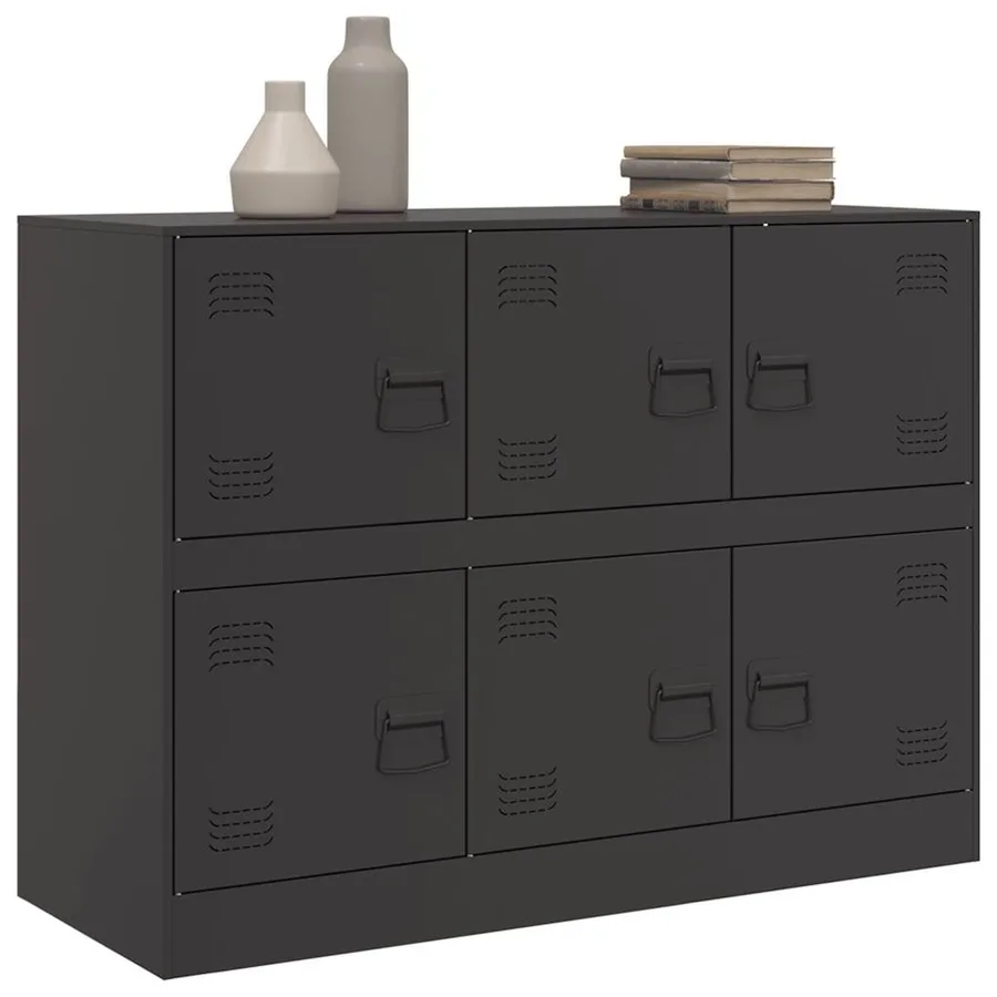 Buffet noir 99x39x73 cm acier - 4